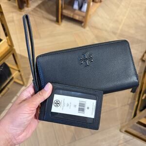 Tory Burch 169972 Thea Wristlet Zip Continental Wallet Black $250